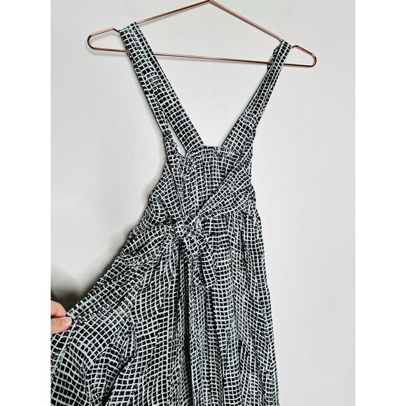 PROENZA SCHOULER WHITE LABEL Black Printed Square Neck Flou Wrap Dress Size 4 - Picture 10 of 11